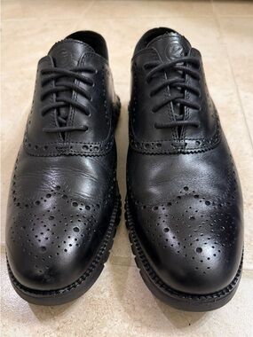 Cole Haan Black Leather Wingtip Oxfords